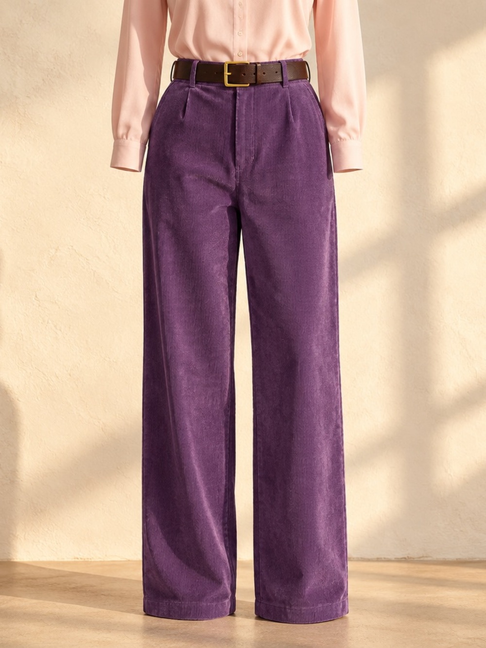 Made in Italy Med Wide-Leg Corduroy Pants in Purple. Cotton. NWT S-L OS
